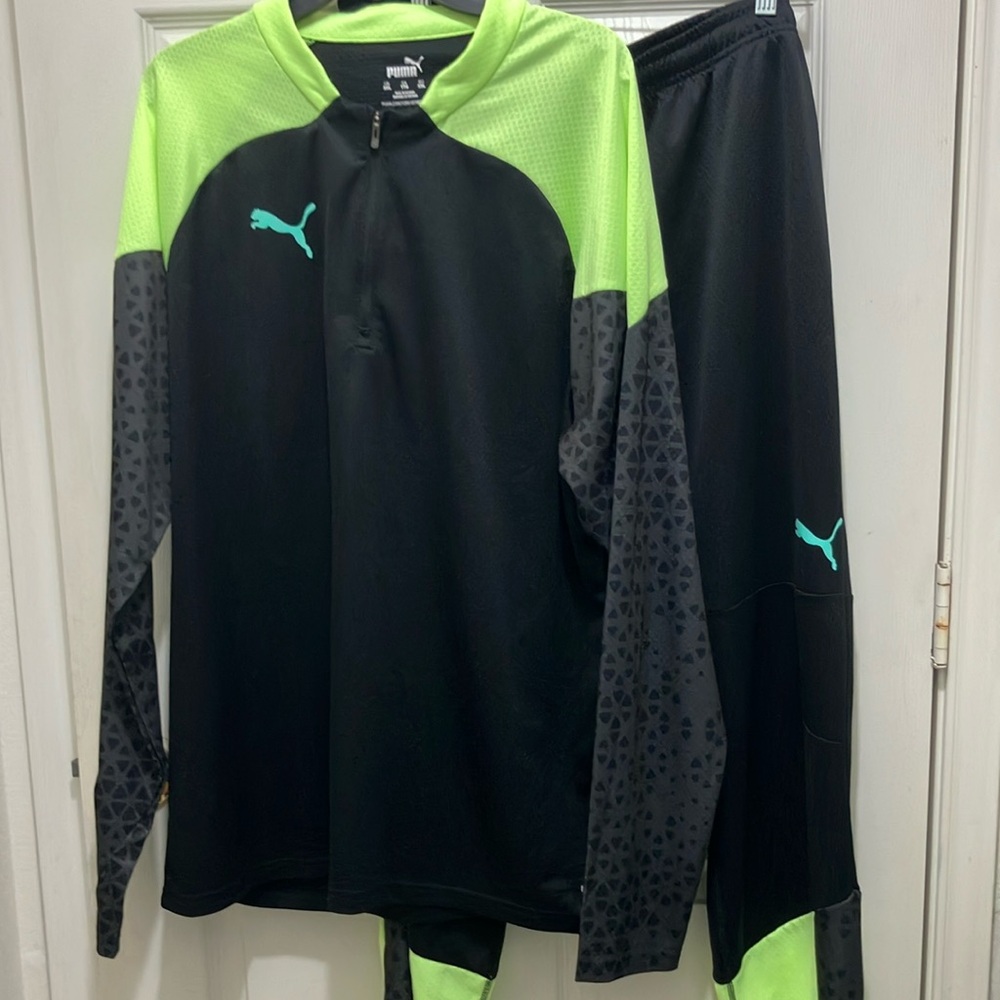 Puma Drycell Running Sweatsuit Warmup Tracksuit Sweatshirt Joggers Jacket EUC